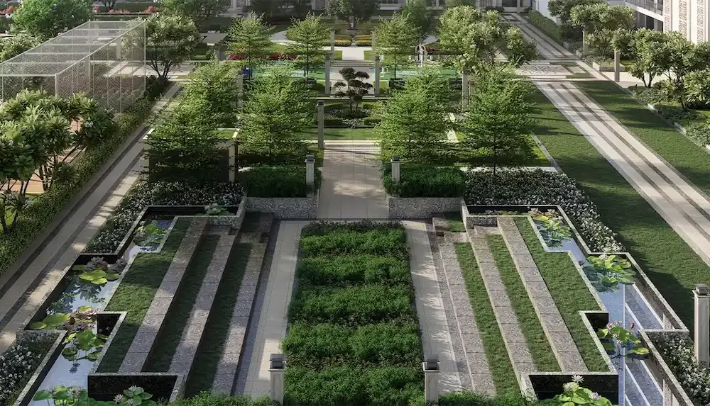 Godrej Majesty in Sector 12, Noida Extension - Geometric landscaping — developer illustration
