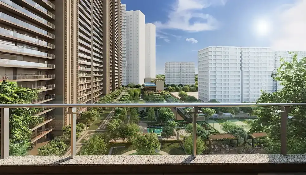 Godrej Majesty in Sector 12, Noida Extension - Balcony To Clubhouse View — developer illustration