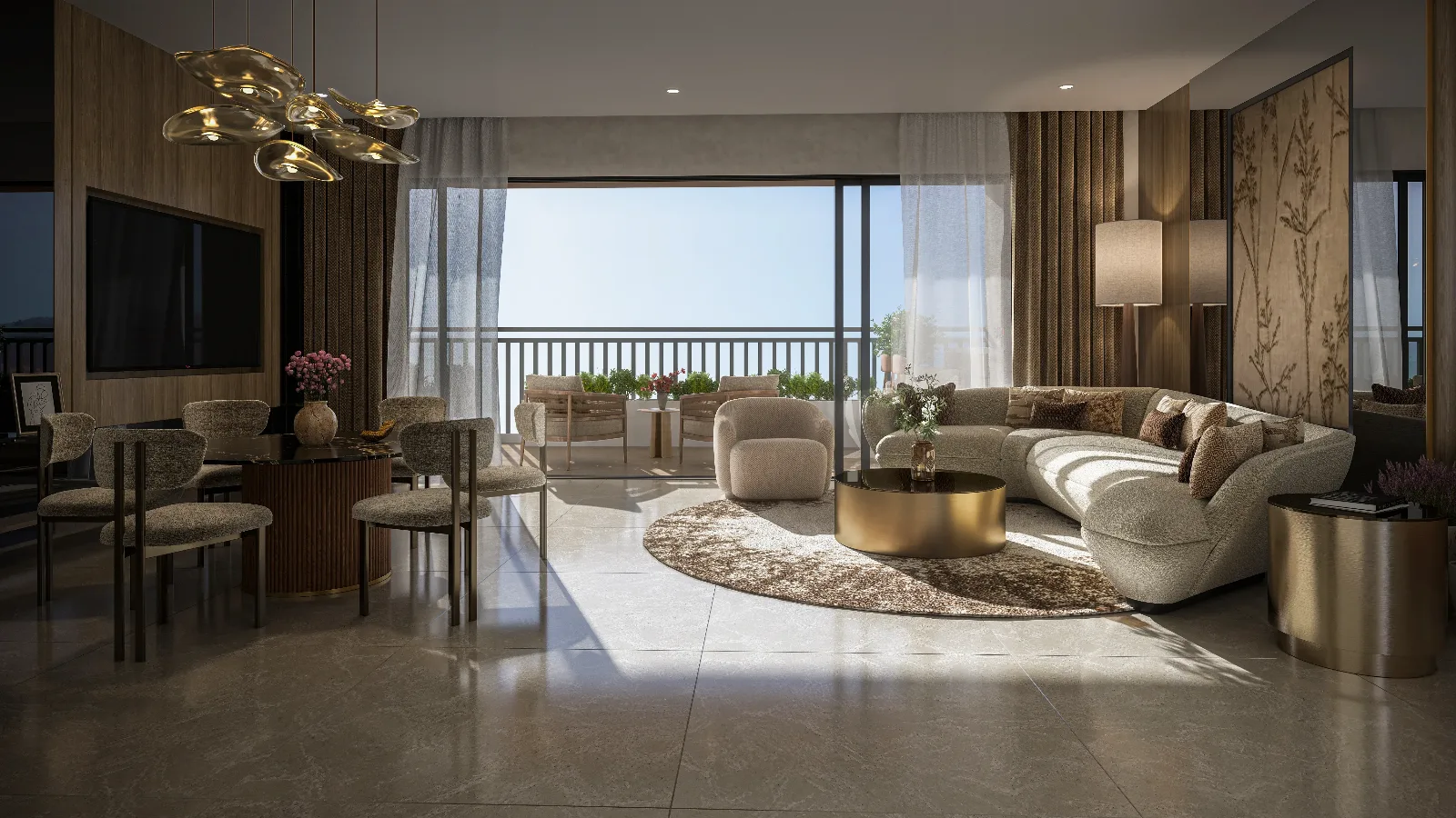 Leafsong Retreat by Hero Homes in Sector MU, Greater Noida - Living & Dining — developer illustration