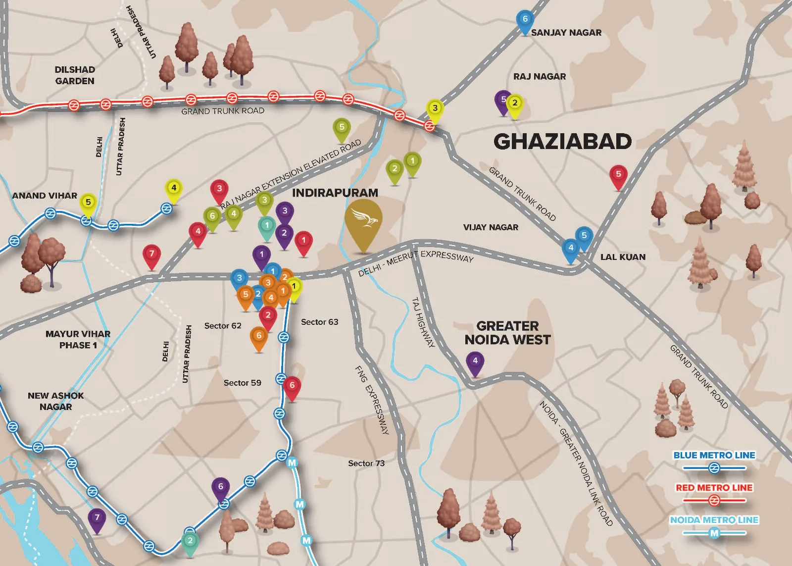 Mayflower at The Prestige City in Indirapuram Extension, Ghaziabad - Location map